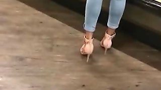 1of 3 SEXY SLOW MOTION LEGS IN HEELS TIGHT JEANS ASS MILF